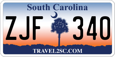 SC license plate ZJF340