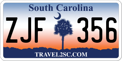 SC license plate ZJF356