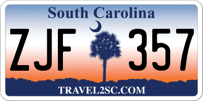 SC license plate ZJF357