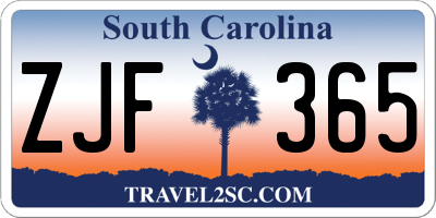 SC license plate ZJF365