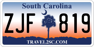 SC license plate ZJF819