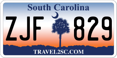 SC license plate ZJF829