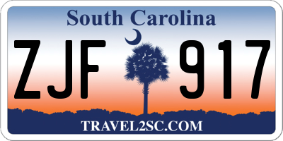 SC license plate ZJF917