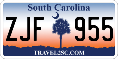 SC license plate ZJF955