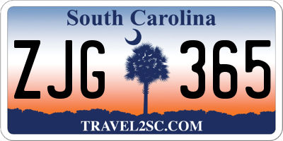 SC license plate ZJG365