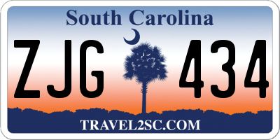 SC license plate ZJG434