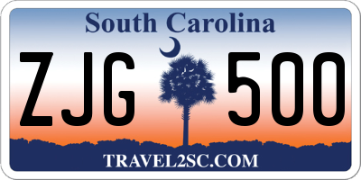 SC license plate ZJG500