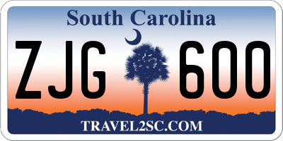 SC license plate ZJG600