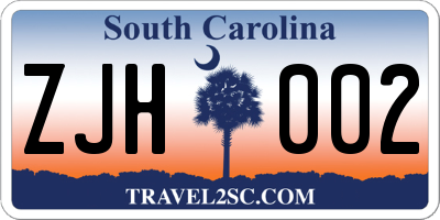 SC license plate ZJH002