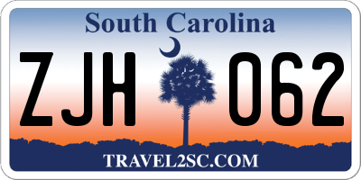 SC license plate ZJH062