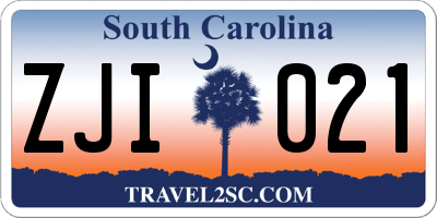 SC license plate ZJI021