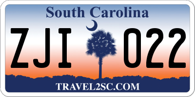 SC license plate ZJI022