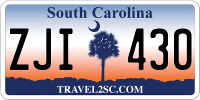 SC license plate ZJI430