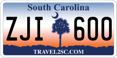 SC license plate ZJI600