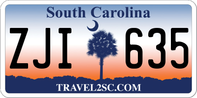 SC license plate ZJI635