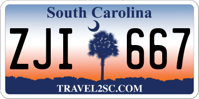 SC license plate ZJI667