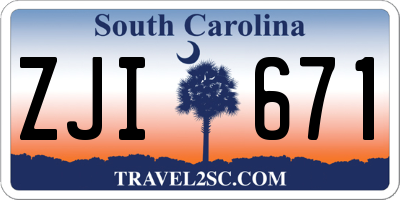 SC license plate ZJI671