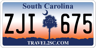 SC license plate ZJI675