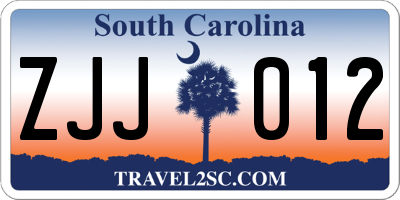 SC license plate ZJJ012