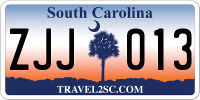 SC license plate ZJJ013