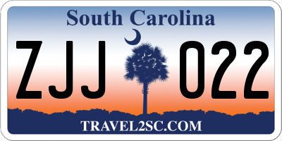 SC license plate ZJJ022