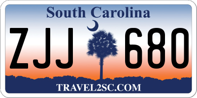 SC license plate ZJJ680