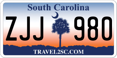 SC license plate ZJJ980