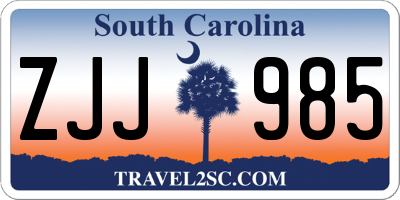 SC license plate ZJJ985