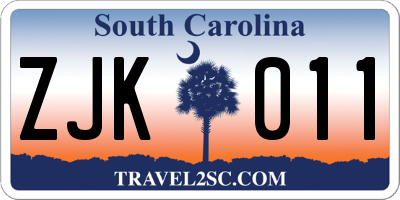 SC license plate ZJK011