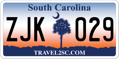 SC license plate ZJK029