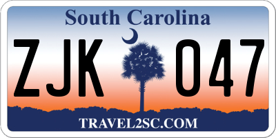 SC license plate ZJK047