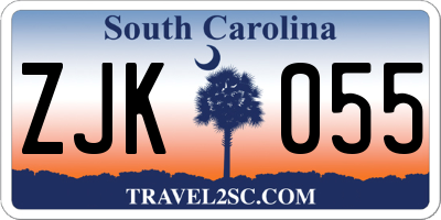 SC license plate ZJK055