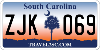 SC license plate ZJK069