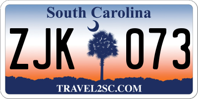SC license plate ZJK073