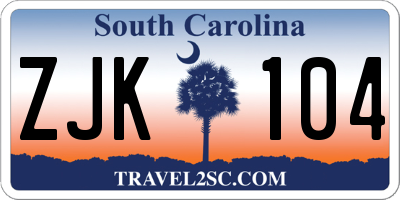 SC license plate ZJK104