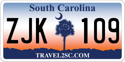 SC license plate ZJK109
