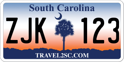 SC license plate ZJK123