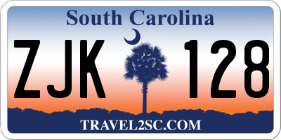 SC license plate ZJK128