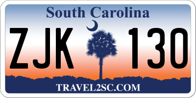 SC license plate ZJK130