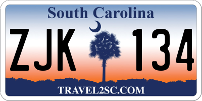 SC license plate ZJK134
