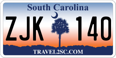 SC license plate ZJK140