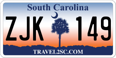 SC license plate ZJK149