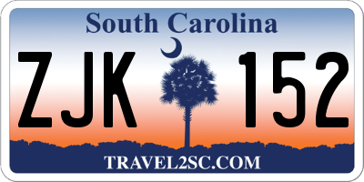 SC license plate ZJK152