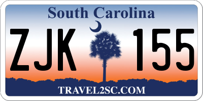 SC license plate ZJK155