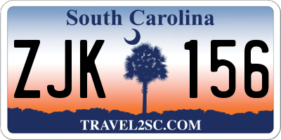 SC license plate ZJK156