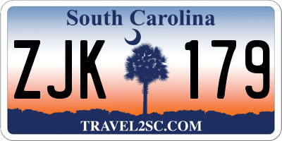 SC license plate ZJK179