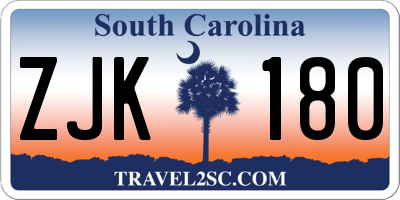 SC license plate ZJK180