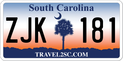 SC license plate ZJK181