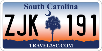 SC license plate ZJK191