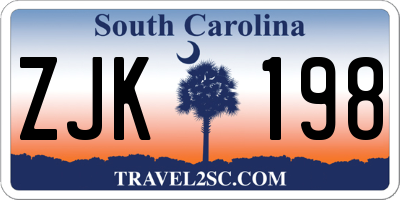 SC license plate ZJK198